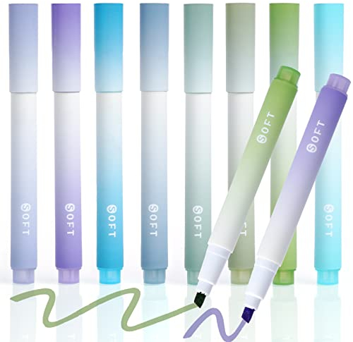 Vicloon Evidenziatori Pastello, 8Pcs Evidenziatori Estetici, Pennarelli Fluorescenti per Scrittura Liscia, Punta a Scalpello Colori Assortiti Pennarelli Ad Alta Luminosità per Scrivere Segnare Note