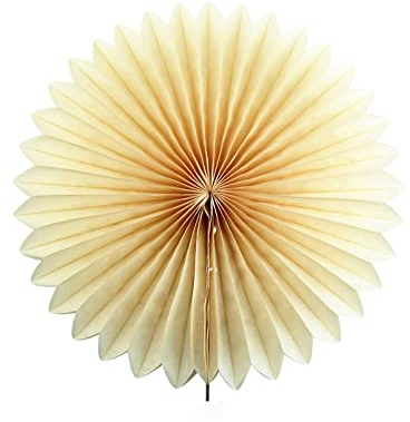 12 Stück Papier Fächer Dekoration Hanging Girlande Blumen Papierfächer Party Deko Set,Hängende Deko für Hochzeit Geburtstag Tea Party Tischdeko Classroom Baby Shower Backdrop Garland,25cm Beige