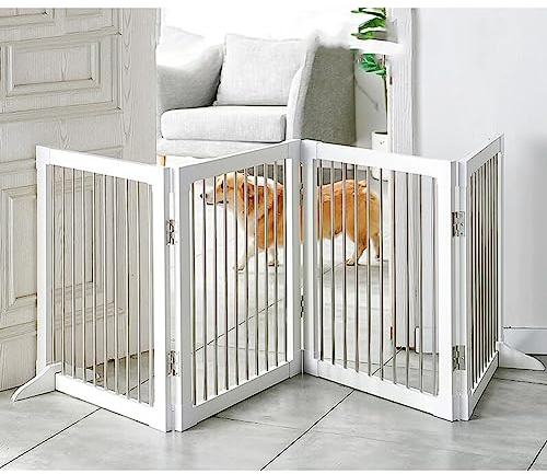 Freistehende, Faltbare Tore Für Haustiere, Massive Hundezäune Aus Holz Für Innen Und Außen Haustier-Welpen-Sicherheitszaun Für Das Haus, Die Tür, Die Treppe, Inklusive Stützfüße (Farbe : Weiß, Größe