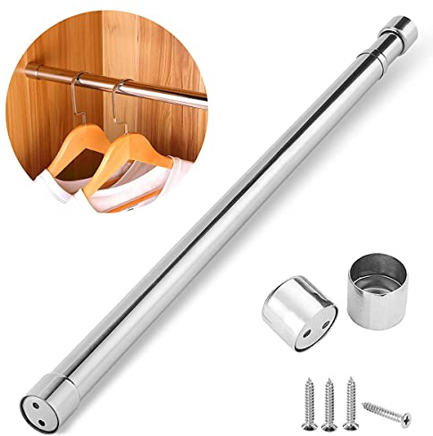 Wardrobe Pole and Fittings 56-100cm Extendable Poles for Hanging Clothes Stainless Steel Telescopic Wardrobe Rail Heavy Duty Rust Resistant Hanging Clothes Rail for Bedroom Shower Balcony Windows 1set