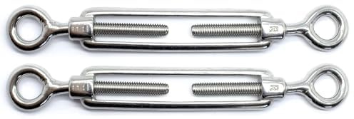 Tenditori M20 x 300 mm Occhio & Eye Tenditore Filo Gancio Chiuso Filettato Gancio A4 Marine Grade Acciaio Inox (confezione da 2)