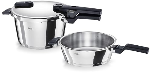 Fissler Vitaquick/Schnellkochtopf-Set, 3-teilig (1 Schnellkochtopf 4,5 L + 1 Schnell-Bratpfanne 2,5 L - Ø 22 cm) – Induktion