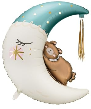 Shape - Globo de papel de aluminio, diseño de oso en la luna, color azul, 80 x 98 cm