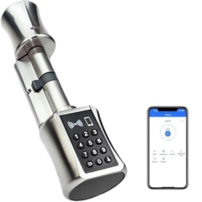 Elektronischer Türschloss,Türschloss mit Passwort,Elektronisches Schließzylinder 70mm(35 35) mit IC-Karte,Schlüssel,Smart Life/TT LOCK-App Kontrolle,Silber