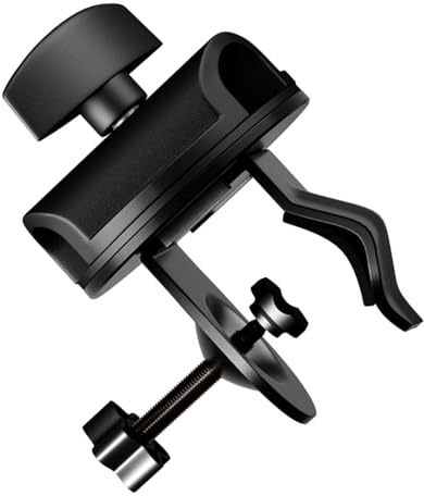 Mikrofonhalterung aus Metall mit 19mm, Drehbarer Platte | Schwarz, Kompakt und Platzsparend, Ergonomischer Knopf, für Handmikrofone bei Bühnenauftritten und Musikshows