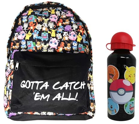 Theonoi Set Pokemon - Mochila escolar, Lata + Botella A, M