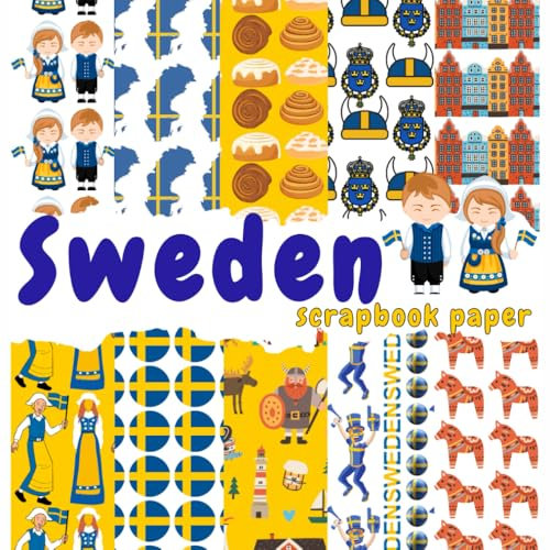 Sweden scrapbook paper: Decorative Double-Sided Swedish Pattern Craft Paper Pad For Scrapbooking, Wrapping, Decoration, Origami, Collage, Diy Projects, And More.