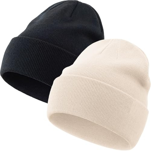 PHILIGHTS Bonnet en tricot en 100% coton pour femme et homme, casquette de ski chaude et souple, bonnet d’hiver avec bord côtelé, 3