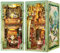 Cutefun Book Nook Kit - Puppenhaus Kitaus Holz,DIY Miniatur Puppenhaus Bücherecke Bibliothek Häuser Modellbausätze mit LED Leuchten Bücherregal Dekor,Panda Bookshop(DY02)