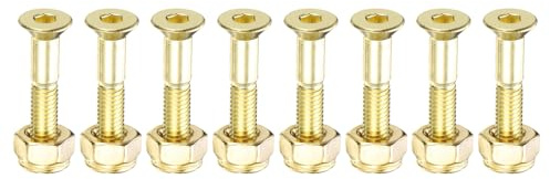 PATIKIL Skateboard Hardware Kit 1, 8pcs Carbon Steel Grade 8.8 Mounting Screws Bolts Nuts Set for Skateboard Cruiser, Golden