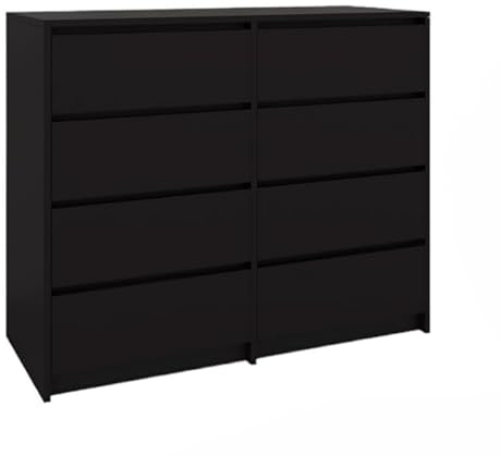 BDW - Kommode mit Schubladen - Sideboard Wohnzimmer - 120 cm breit, 100 cm hoch - Schubladenkommode Groß, für Schlafzimmer, Kinderzimmer, Jugendzimmer, Flur - Schwarz
