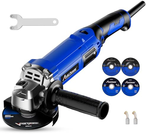AVID POWER Angle Grinder 4-1/2 Inch 8.0 Amp 1000W Electric Grinder Tool 7-Variable-Speed Metal Grinder, 11,500 RPM, Paddle Switch with Lock-on Button, Cutting & Grinding Wheels and Side Handle - Blue