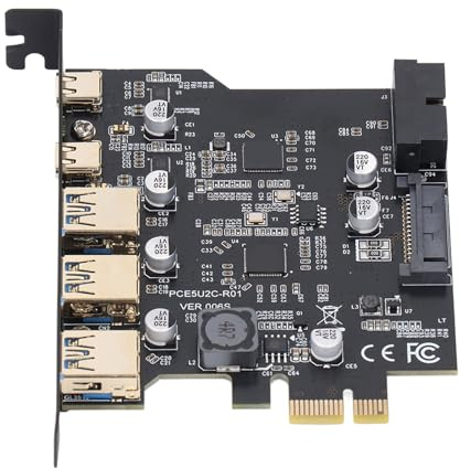 Haofy Carte PCIe USB 3.2 5 Ports 5Gbps | Adaptateur expansion 3xUSB A 2xUSB C, pour Win Linux, connexion stable sans hub externe