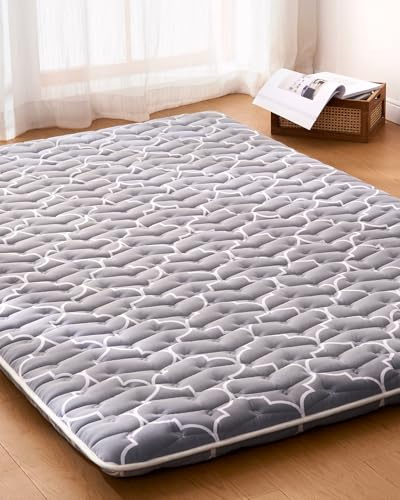 6th Generation Japanese Floor Futon Mattress - Extra-Thick 9-Layer Modern Futon with 100% High-Density Foam, Portable Floor Mattress Sleeping Pad for Adults, Guest Room, Dormitory, Twin Size (39X80)
