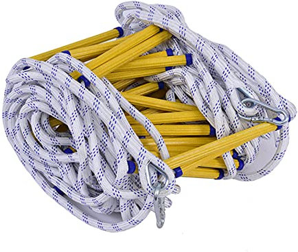 LUMSGN Échelle de Secours, Échelle de Corde d'évacuation d'urgence, Échelle en résine résistante à l'usure avec Crochets, Échelle de Secours d'urgence, Échelle de Secours Portable, Diamètre de Cord