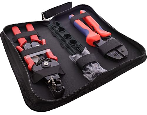 InLine Kit d'outils photovoltaïques solaires pour connexions MC4, dénudage, sertissage et coupe, avec étui, 6 mm², idéal pour l'installation et la maintenance, 94104