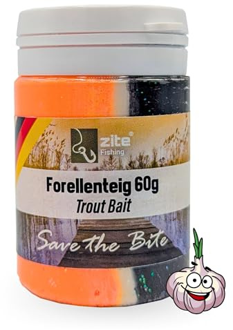 Zite Fishing Forellenteig mit Knoblauch-Aroma 60g – Fängige Forellenpaste | Schwimmend als Forellenköder – Trout Bait Teigköder in knalligen Neonfarben mit Glitter, Forellen Teig