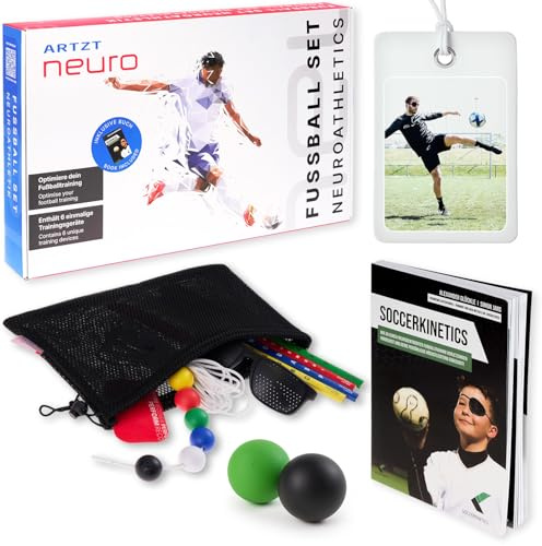 ARTZT neuro Fußball Set für neurozentriertes Fußballtraining | Fußball Trainingsset | Fussball Trainingszubehör | Reaktionstraining & Koordinationstraining | 18 Tools inkl. Soccerkinetics Übungsbuch