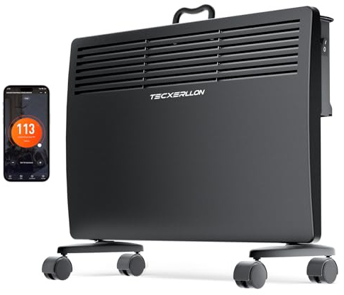 TECXERLLON 1500W Convection Panel Space Heater, Adjustable Up to 113℉ Electric Heaters for Indoor Use, Quiet Whole Room Space Heater for Indoor Use Large Room with APP, Portable Standing/Wall Mount