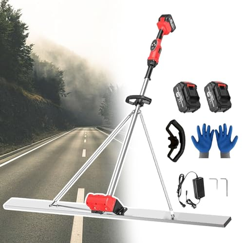 smafoseedding Chape Électrique sans Fil, Règle De Nivellement De Ciment Électrique sans Fil, Lame De 150 Cm De Long, Poignée en Caoutchouc, pour Les Travailleurs De La Construction De Routes 2BAT