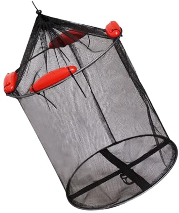 Rete da pesca pieghevole a bocca aperta, in nylon, resistente, con borsa per esche per una cattura efficiente nei fiumi e laghetti, cestino da pesca professionale con tubo rivestito