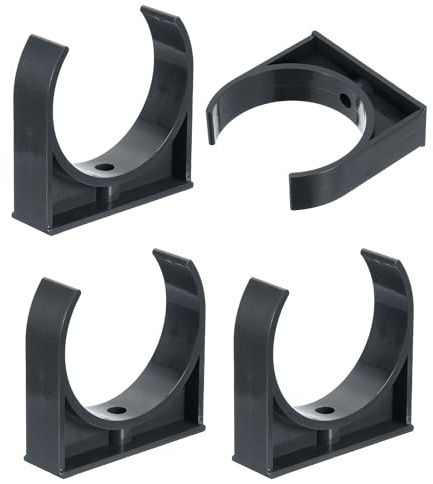 QUARKZMAN 4 Piezas Abrazaderas Para Tubos De Agua De PVC Abrazaderas Negro | En Forma De U, Soporte Para Tubos De Riego De 90mm De Para Tubos De Bandejas De TV, Soporte Para Mangueras
