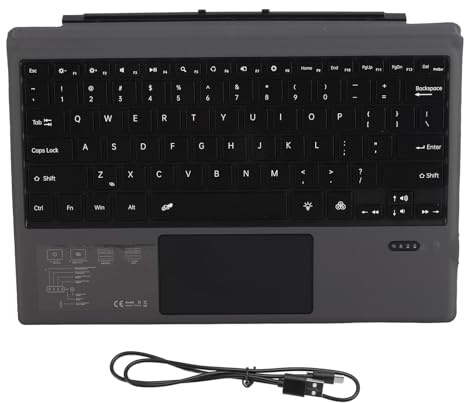 Kikumi Clavier Magnétique, Rétroéclairage coloré, Multi-touchpad, Clavier de Tablette sans Fil 5.0 pour Pro 3 4 5 6 7 (Noire)