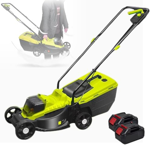 40V Brushless Electric Lawn Mower, Self-Propelled Cordless with 33cm Cutting Width, 3 Cutting Heights, 30L Grass Collector, Includes 2 Batteries for Garden and Yard