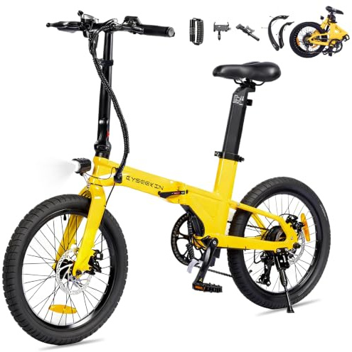 Cyseekin C10 E-Bike Klapprad 20 Zoll, Nur 18,6kg leicht, 250W Motor 345,6Wh Akku Ebike mit 7-Gang, bis 100km Reichweite 25km/h Pedelec mit LCD-Display, Ideal für Wohnmobil Pendeln