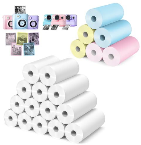 Flintronic 20 Rouleaux Papier Thermique pour Appareil Photo, 5.7 cm x 2.5cm, Sans BPA, Compatible avec la plupart des Appareils Photo Instantanés, Recharge Facile