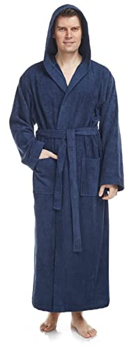 Badrock med huva för män | extra lång, Storlek män: XXL long, Storlek unisex: XXL-3XL long, Färg: Marinblå