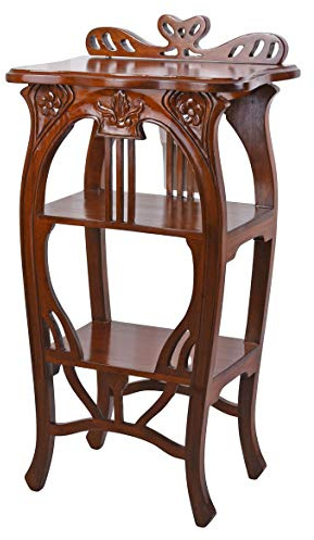 Vintage Konsole aus Mahagoni Holz Floraler Jugendstil Regal 44cm Braun mar014 Palazzo Exklusiv