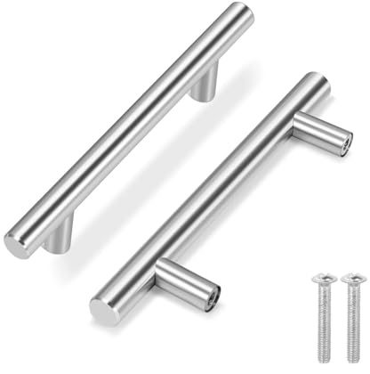 Flexzion 15,2cm massiv Edelstahl Stangengriff (1 Packung) Fein gebürstet Satin-Nickel Finish 7,6-1,9cm/3-3/4 Zoll bzw. 3,75 Zoll Lochmitte Tür Küche Bad Bad Schlafzimmer Möbelschrank Hardware