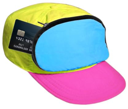 Bum Bag Hat | Fun Golf Hat Novelty Hat for Women and Men with Zipper Pocket | 80s/90s Aesthetic Retro Gifts Birthday Gifts for Him and Her