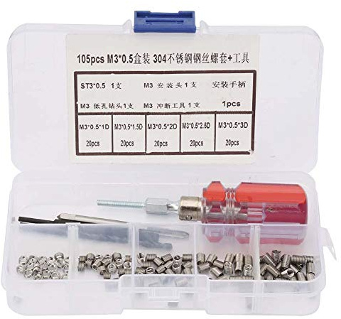 105pcs Kit de Réparation d'Inserts Filetés avec des Inserts de Fil de Type en Acier Inoxydable(M3*0.5)