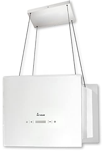 KKT KOLBE Dunstabzugshaube 40 cm | Inselhaube | Edelstahl | weißes Glas | SensorTouch Bedienung | Remote Fernsteuerung | LED-Beleuchtung | Umluft | BOX400W