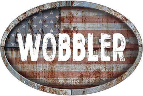 ANY AND ALL GRAPHICS WOBBLER Patriotic American Flag Rusty Rustic Metal 8x12 Oval Shaped Look Novelty décor Composite Aluminum Beach Cottage Sign.
