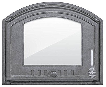 Home&Wood Portes pour Un Four à Pizza en Fonte poêle à Bois Porte du Four en Fonte Pierre 485x410 avec Verre/Gauche/