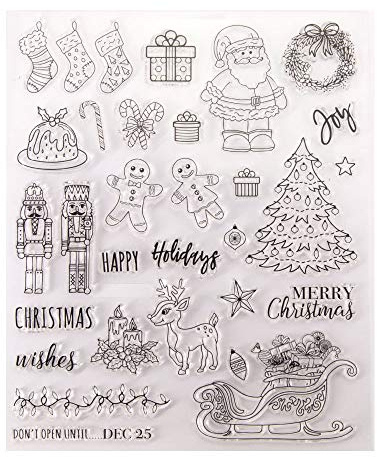 arriettycraft Frohe Weihnachten Schneemann Weihnachtsbaum Berry Branch Ornament Socken Hirsch Weihnachtsmann Frohe Feiertage Klare Briefmarken für Weihnachtskarten Dekoration Scrapbooking Stempel