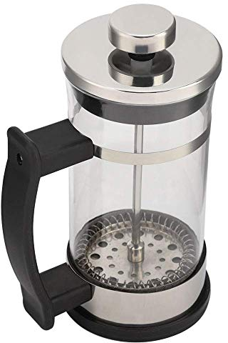 Caffettiera Francese in Vetro e Acciaio Inossidabile,350ml French Press in Acciaio Inossidabile Bricco e Vetro per Tè Sfuso