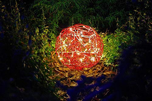 Best Season LED Kugelleuchte Galax für innen und außen, Drahtgeflecht Leuchtkugel Weihnachten in rot, warmweißes Deko Licht, 30 cm