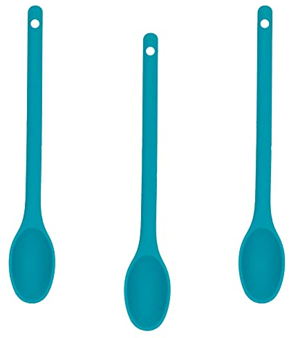 3 Stück Kochlöffel Silikon, Servierlöffel, Plastiklöffel Küchenhelfer Silikon Kochlöffel, Antihaftbeschichtet Lang Löffel, Hitzebeständig Küchen Set, Rührlöffel Zum Backen, Servieren (grün)