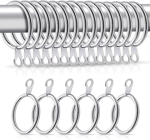 Hommakr Curtain Rings 20 Pcs – Bigger Curtain Rings Metal with 32mm Inner Diameter & Eyelets for Window Rods, Shower Curtains, Decorative Drapery – Durable & Rustproof Curtain Pole Rings - Silver