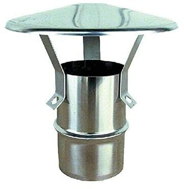 Fumaiolo a cappello In acciaio inox AISI 304. Fumaiolo Comignolo Attacco maschio. (Ø CM 25)