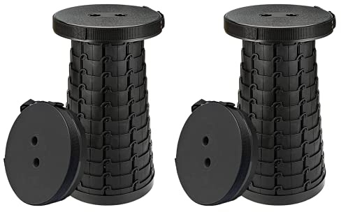 Tragbare Klapphocker 2er Set, Camping-Hocker, höhenverstellbare tragbar Teleskop-Hocker, leichte Outdoor-Camp-Sitze fürs Camping, Picknicks, Grillen, Angeln, Wandern und Reisen