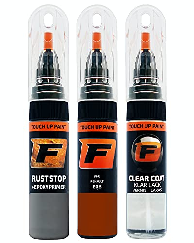 FIRANTO - Kit per ritocchi auto, per Renault EQB Orange Valencia, set di riparazione di graffi e graffi, include 15 ml penna per ritoccare vernice auto, primer e vernice