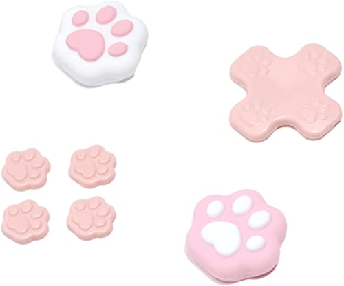 GeekShare Cat Paw Button Caps Thumb Grips Set, Joystick Cover Caps Compatible with Nintendo Switch/OLED - Pink