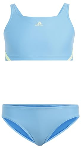 adidas Bambina Sportswear 3-Stripes Bikini Kids, Blue Burst/Green Spark, 5-6 Years