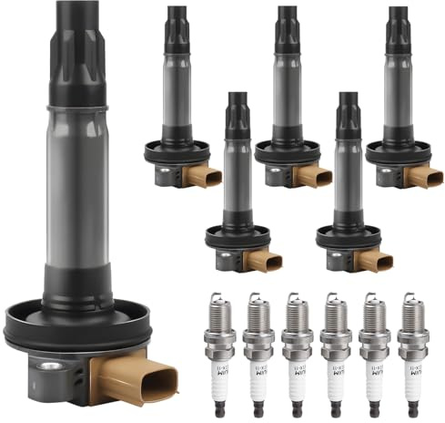 Ignition Coil Pack Spark Plugs Replacement for 3.5 V6 Turbo 2011 2012 2013 2014 2015 2016 2017 Ford F150 Ecoboost Expedition Explorer Flex Taurus Transit, Lincoln MKS MKT Navigator, UF646, Set of 6
