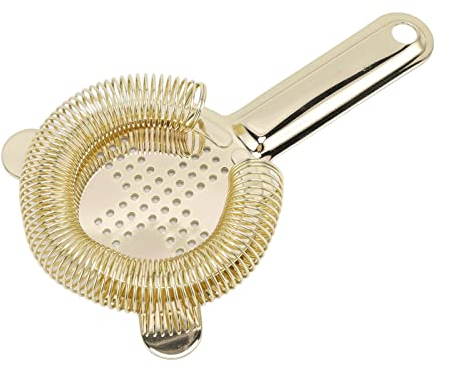 Passoire à Bar, Passoire à Cocktail en Acier Inoxydable, Passoire Hawthorne à 2 Broches avec Ressort Flexible, 6,5 X 3,8 Pouces (Or)